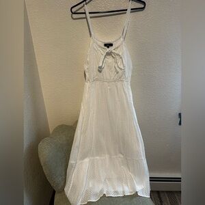 Lulu's White Spotted Midi Dress